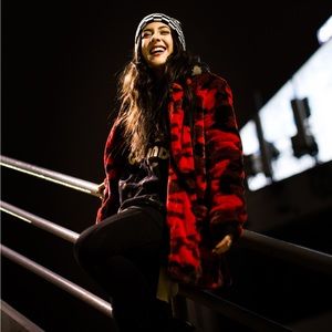 Red Camouflage Open Front Jacket size SMALL